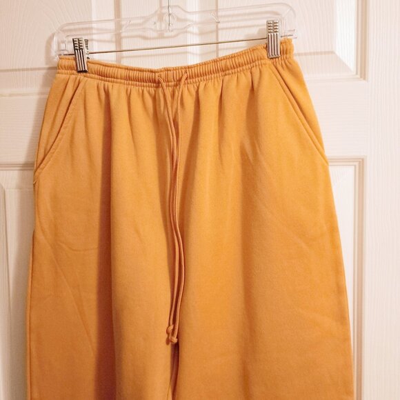 Womens Jennifer Lauren Mustard Yellow Sweatpants, L, Hi Rise, Wide Leg, New - Picture 2 of 5